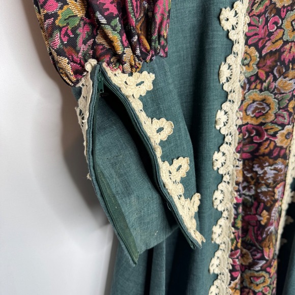 VTG RARE 1969 Gunne Sax California Green Floral Renaissance Maxi Dress Cottage - Picture 8 of 13